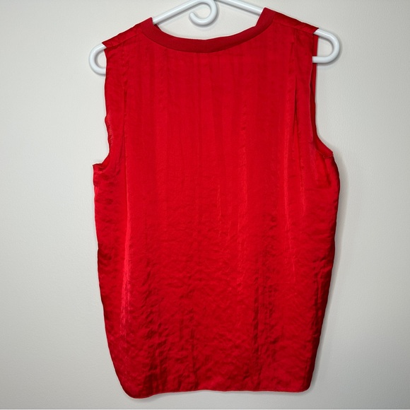 CAbi Complete Top | Ruby Red Sleeveless Blouse | Bold Colorblock Tee - Picture 4 of 12